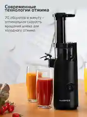 Черный электрическая соковыжималка Harper, шнековая из нержавеющей стали, модель HJE-S01
