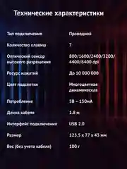 Мышь игровая Oklick 729G Labyrinth, оптическая, проводная, USB, черная, 1465496