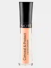 Бежевый консилер жидкий маскирующий защитный Note Cosmetique conceal & protect liquid concealer