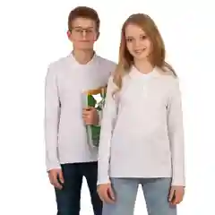 Белый рубашка-поло для мальчика N.O.A, с длинным руковом, ткань пике