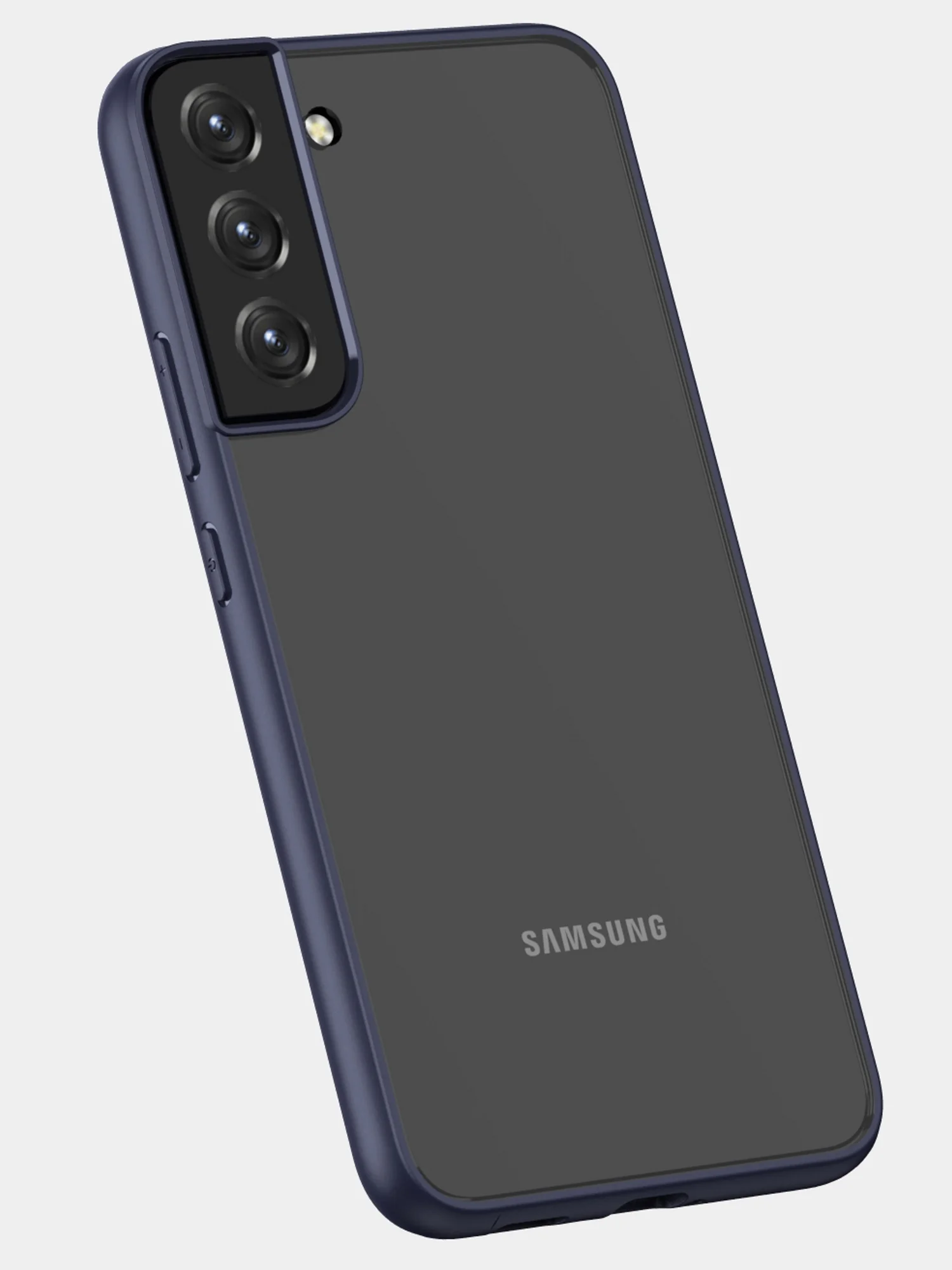Темно-синий прозрачный чехол для Samsung S22 Plus / Самсунг S22 + с силиконовым кантом Crystal Case