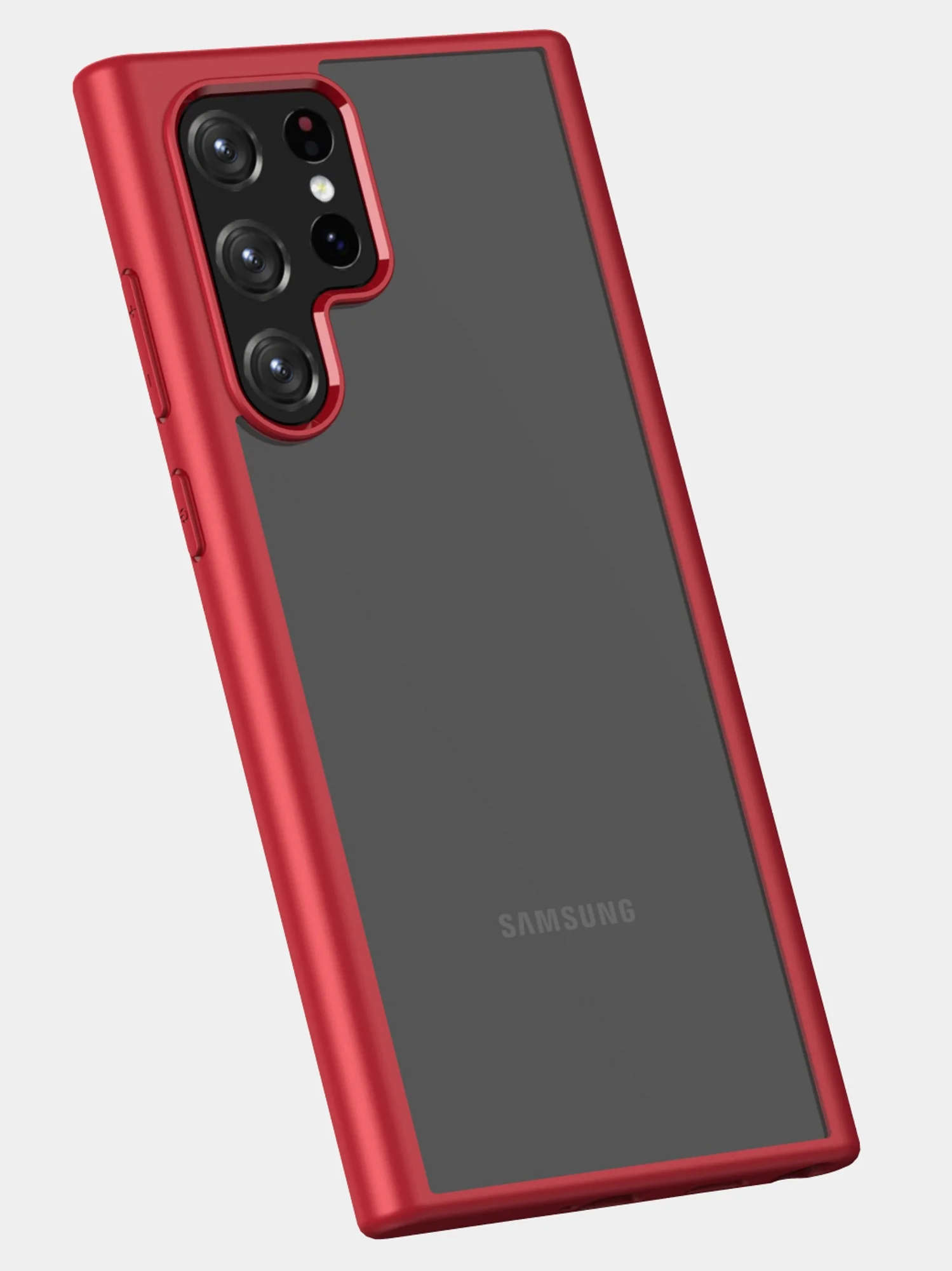 Красный прозрачный чехол для Samsung S22 Ultra / Самсунг S22 Ультра с силиконовым кантом