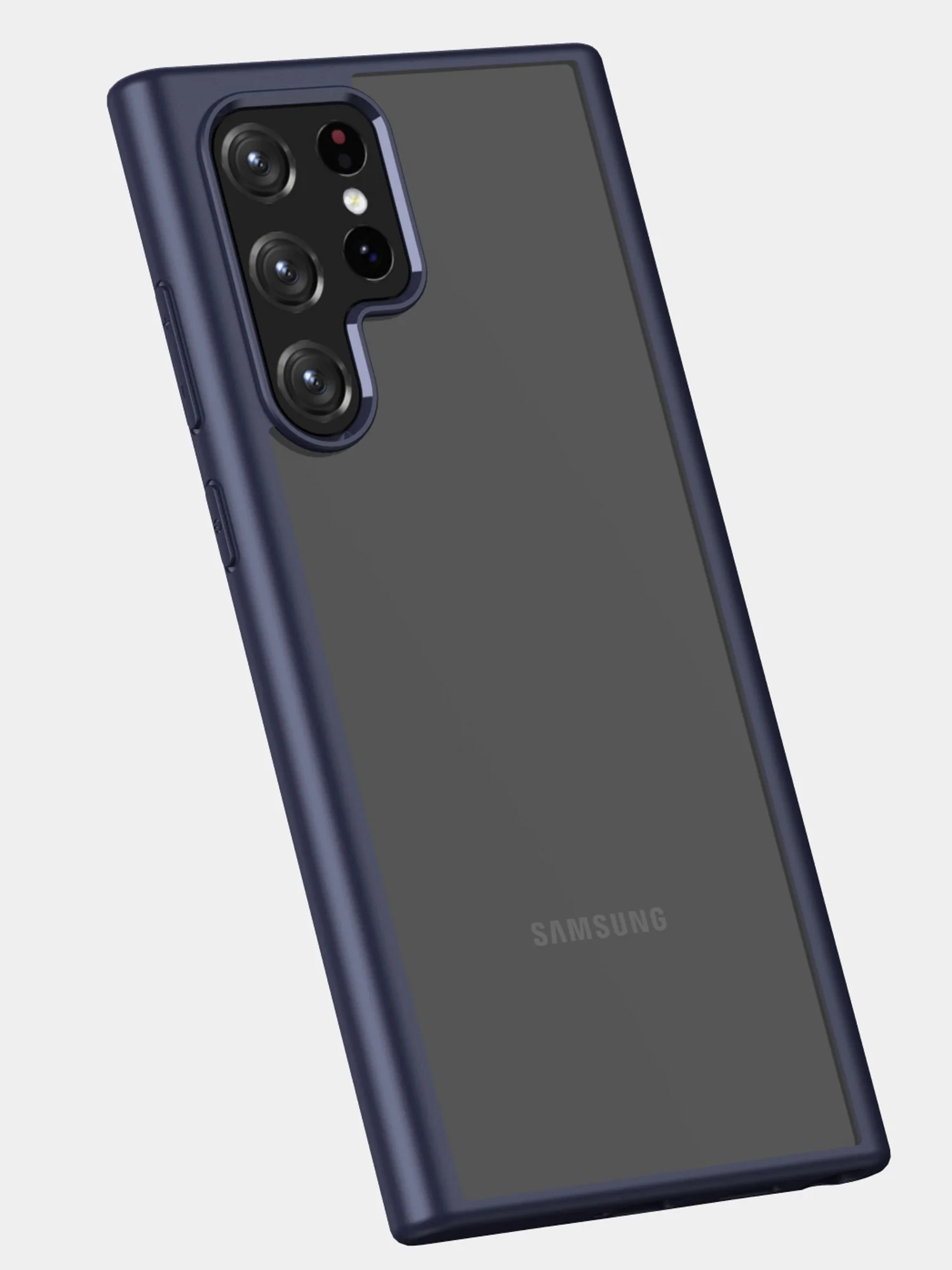 Темно-синий прозрачный чехол для Samsung S22 Ultra / Самсунг S22 Ультра с силиконовым кантом