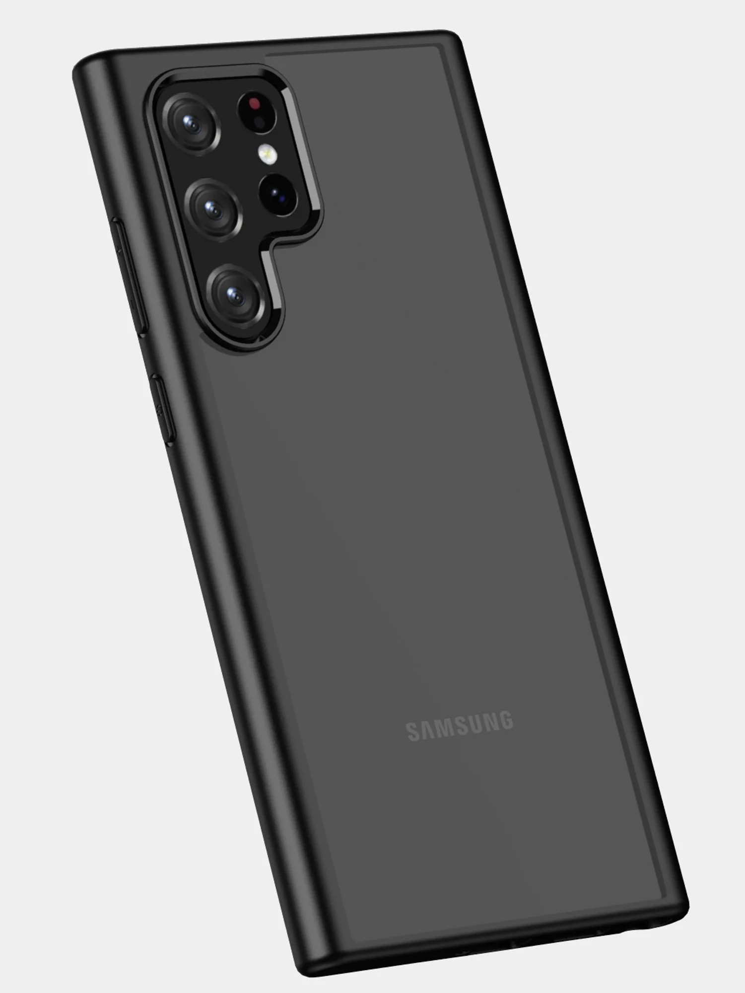 Черный прозрачный чехол для Samsung S22 Ultra / Самсунг S22 Ультра с силиконовым кантом