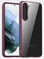 Бордовый прозрачный чехол для Samsung S23 / Самсунг S23 с силиконовым кантом Crystal Case