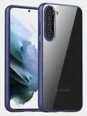 Темно-синий прозрачный чехол для Samsung S23 / Самсунг S23 с силиконовым кантом Crystal Case