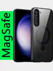 Угольный прозрачный чехол для Samsung S23 Plus / Самсунг S23 + с силиконовым кантом Crystal Case