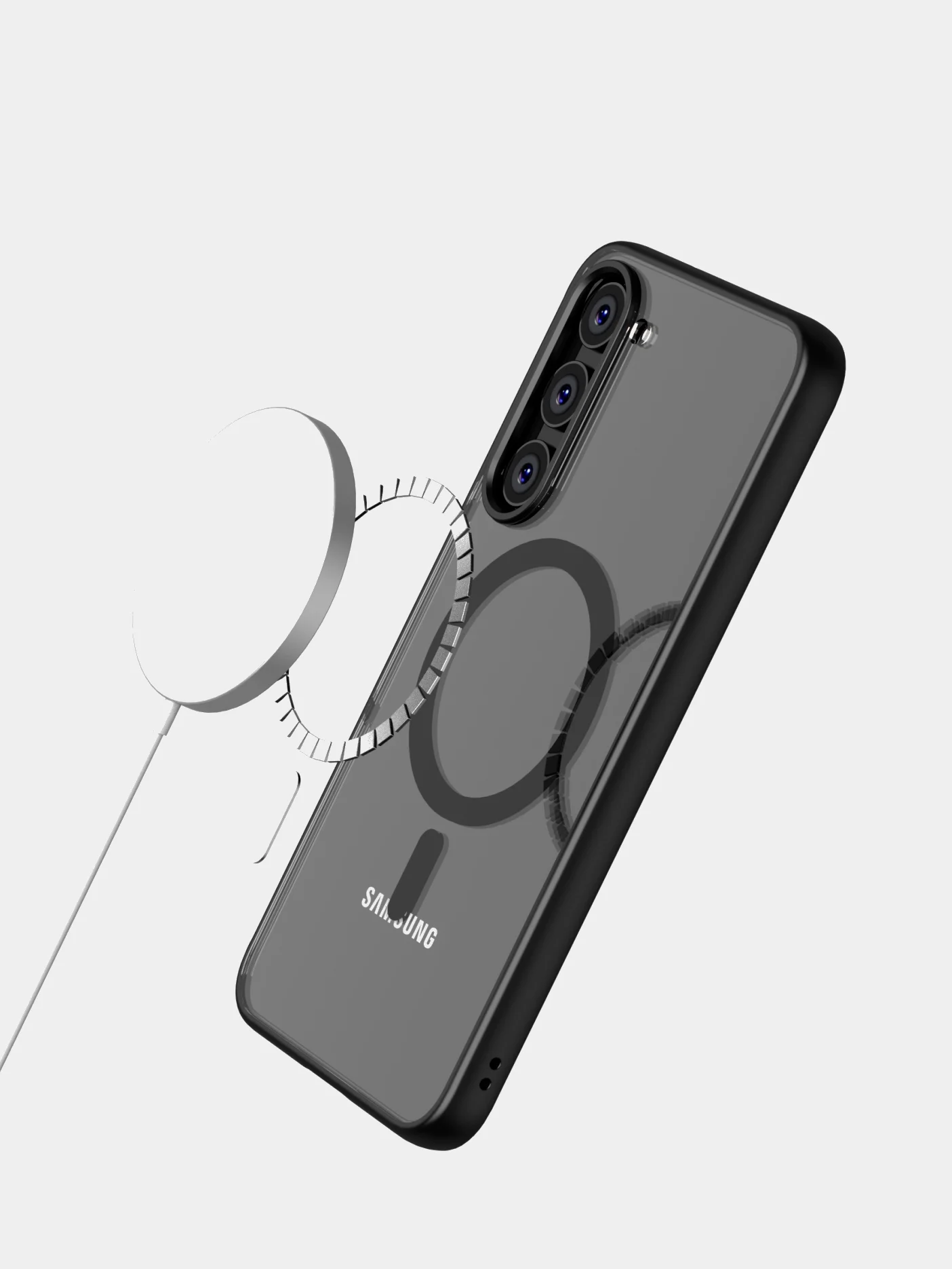 Угольный прозрачный чехол для Samsung S23 Plus / Самсунг S23 + с силиконовым кантом Crystal Case