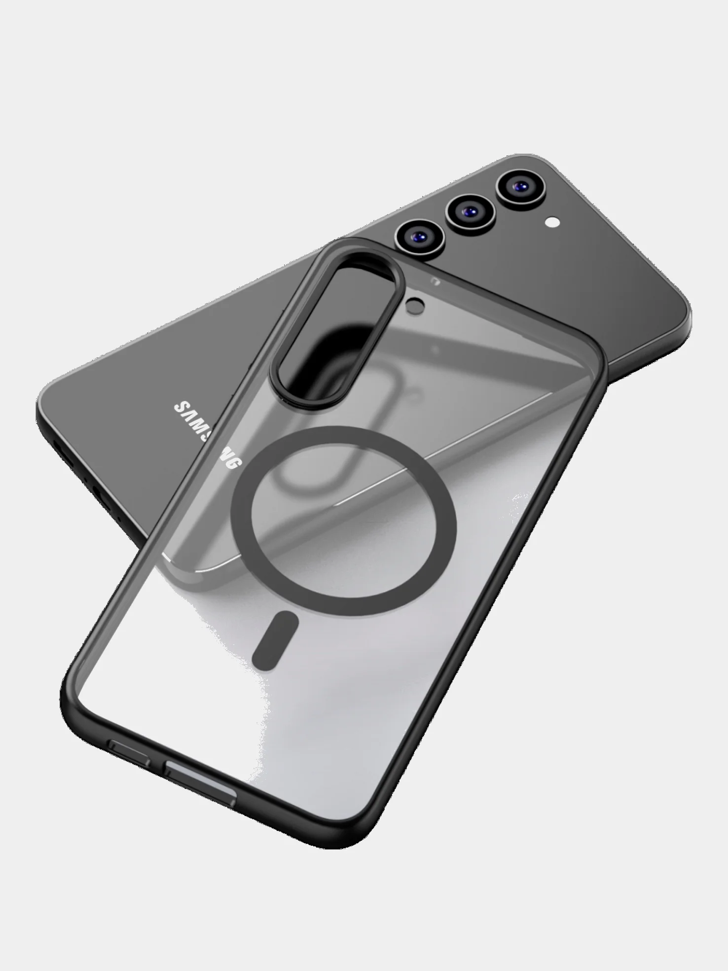 Угольный прозрачный чехол для Samsung S23 Plus / Самсунг S23 + с силиконовым кантом Crystal Case