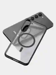 Угольный прозрачный чехол для Samsung S23 Plus / Самсунг S23 + с силиконовым кантом Crystal Case
