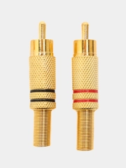 Разъем RCA штекер металл на кабель, пайка, красный и черный (2 полосы), Gold, Pro Legend