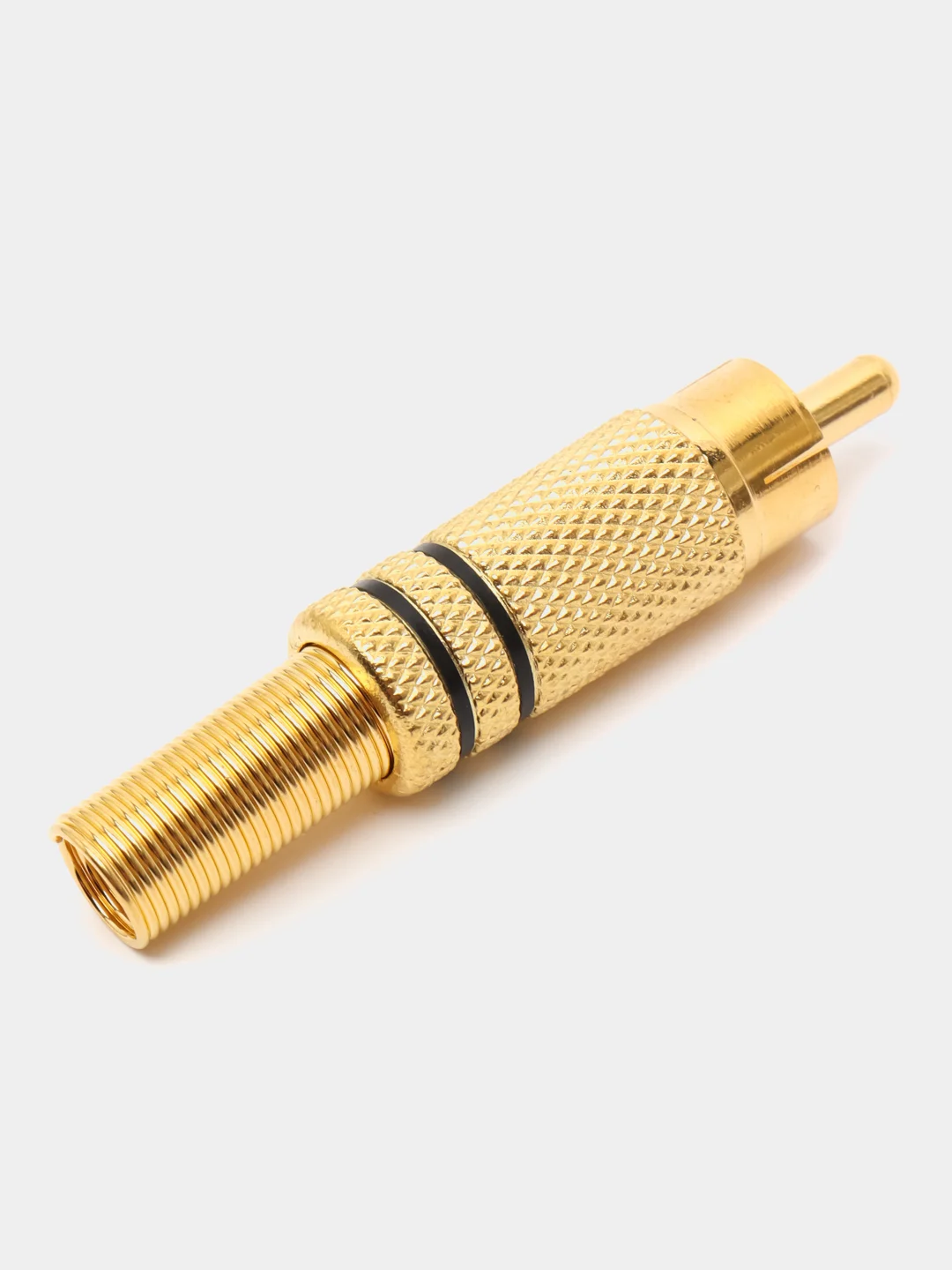Разъем RCA штекер металл на кабель, пайка, красный и черный (2 полосы), Gold, Pro Legend