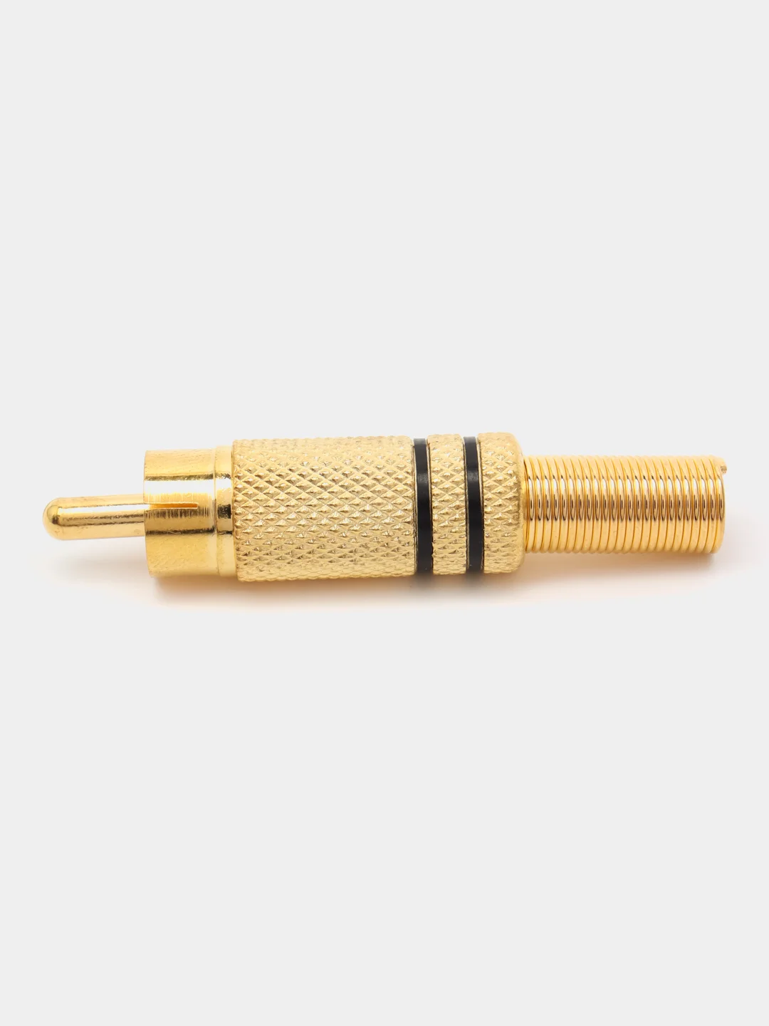 Разъем RCA штекер металл на кабель, пайка, красный и черный (2 полосы), Gold, Pro Legend