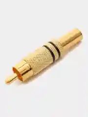 Разъем RCA штекер металл на кабель, пайка, красный и черный (2 полосы), Gold, Pro Legend