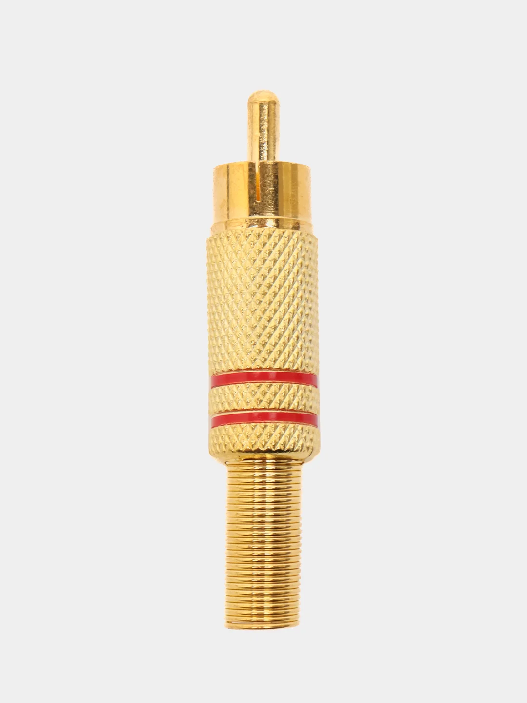 Разъем RCA штекер металл на кабель, пайка, красный и черный (2 полосы), Gold, Pro Legend