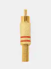 Разъем RCA штекер металл на кабель, пайка, красный и черный (2 полосы), Gold, Pro Legend