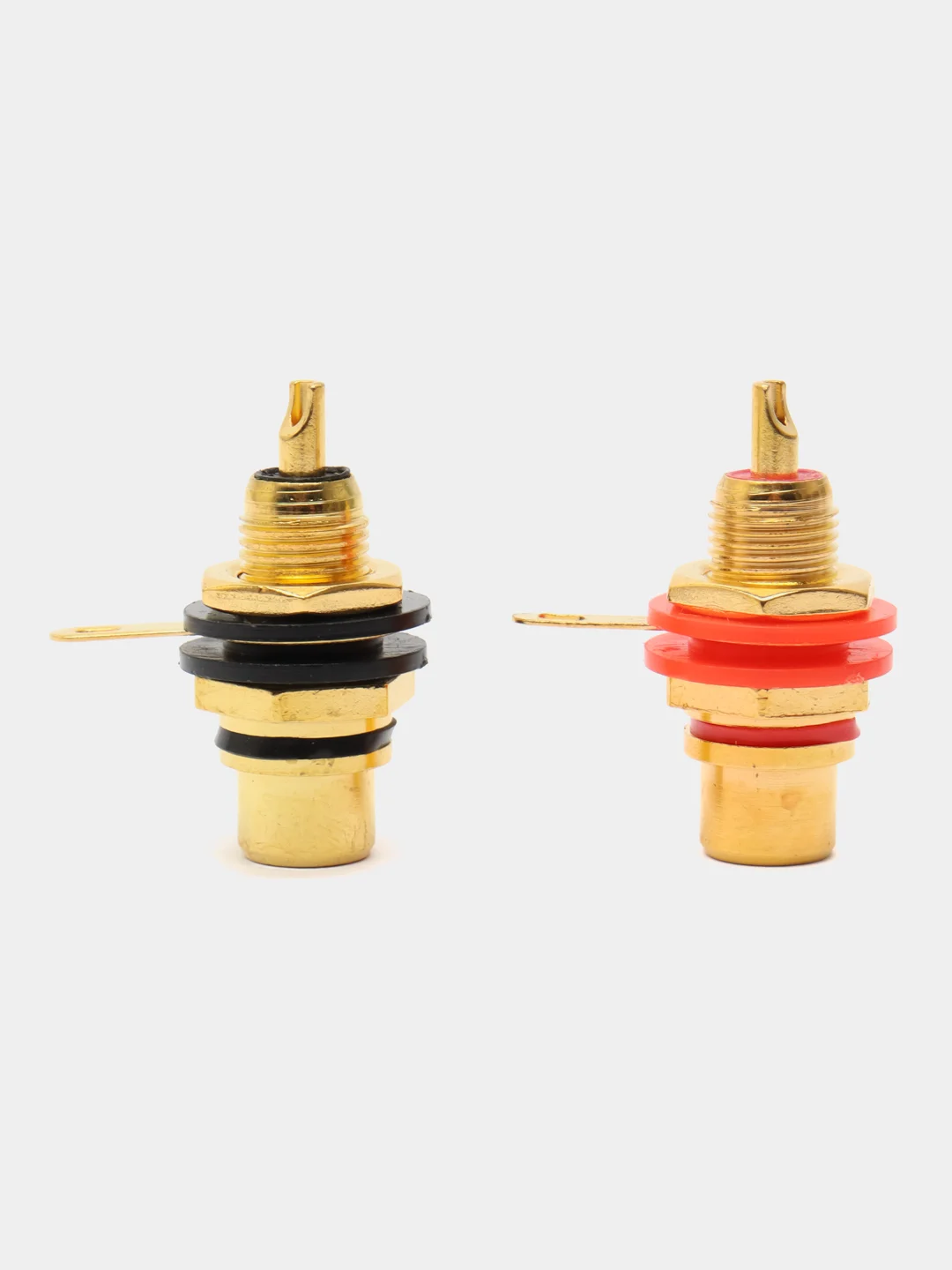 Разъем RCA гнездо металл с изолятором на корпус, красный и черный (2 шт), Gold, Pro Legend