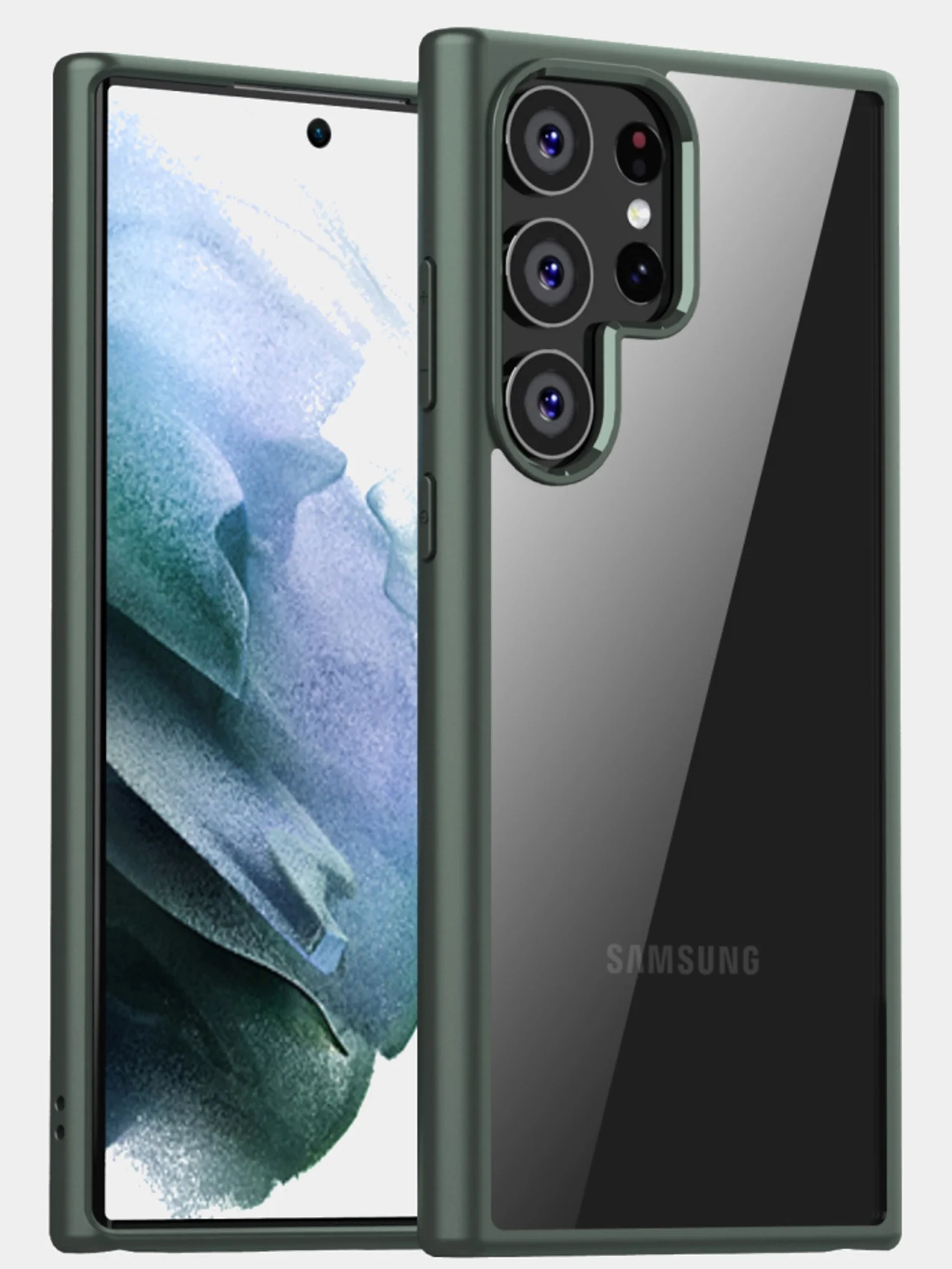 Черный прозрачный чехол для Samsung S23 Ultra / Самсунг S23 Ультра с силиконовым кантом
