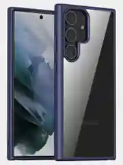 Темно-синий прозрачный чехол для Samsung S23 Ultra / Самсунг S23 Ультра с силиконовым кантом