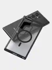 Угольный прозрачный чехол для Samsung S23 Ultra / Самсунг S23 Ультра с силиконовым кантом
