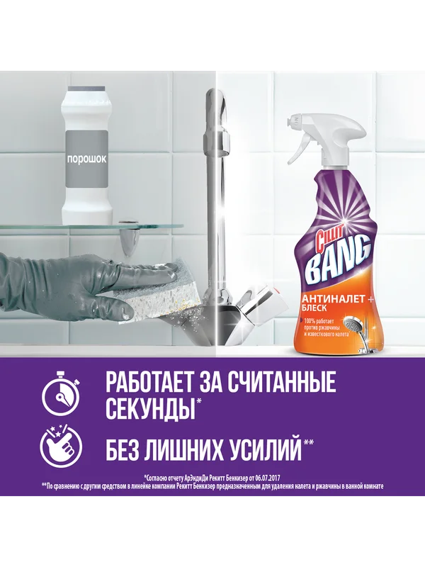 Средство для ванной CILLIT BANG Антиналет+Блеск, 450мл