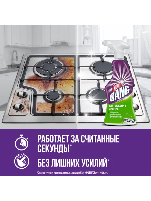 Средство для кухни CILLIT BANG Антижир+Сияние, 450мл