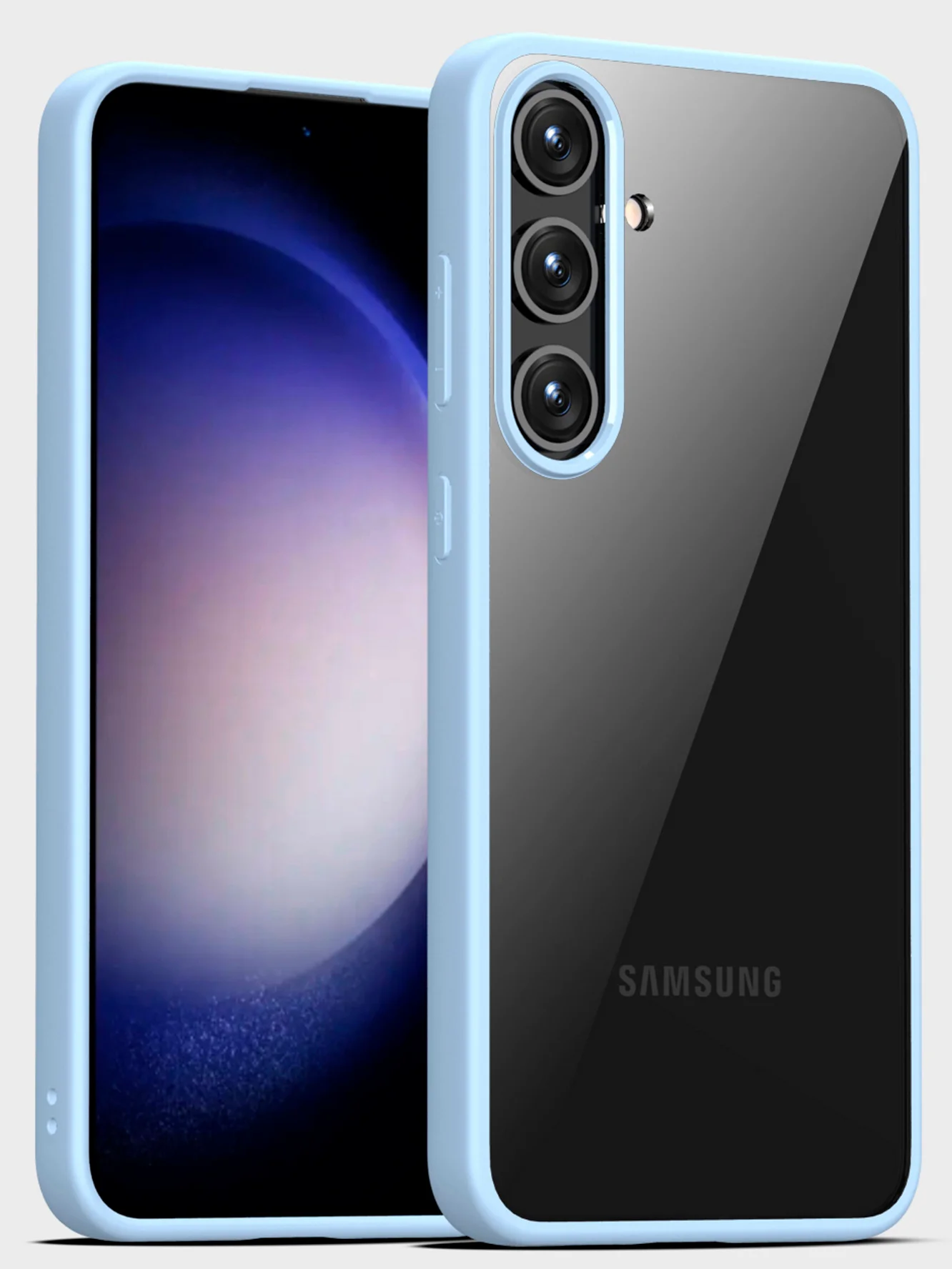 Голубой прозрачный чехол для Samsung S24 / Самсунг S24 с силиконовым кантом Crystal Case