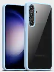 Голубой прозрачный чехол для Samsung S24 / Самсунг S24 с силиконовым кантом Crystal Case