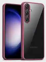 Бордовый прозрачный чехол для Samsung S24 / Самсунг S24 с силиконовым кантом Crystal Case