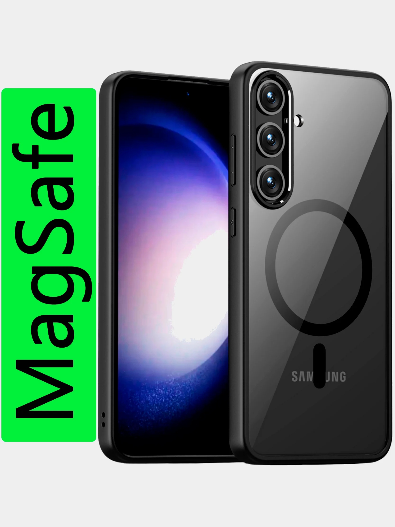 Угольный прозрачный чехол для Samsung S24 / Самсунг S24 с силиконовым кантом Crystal Case
