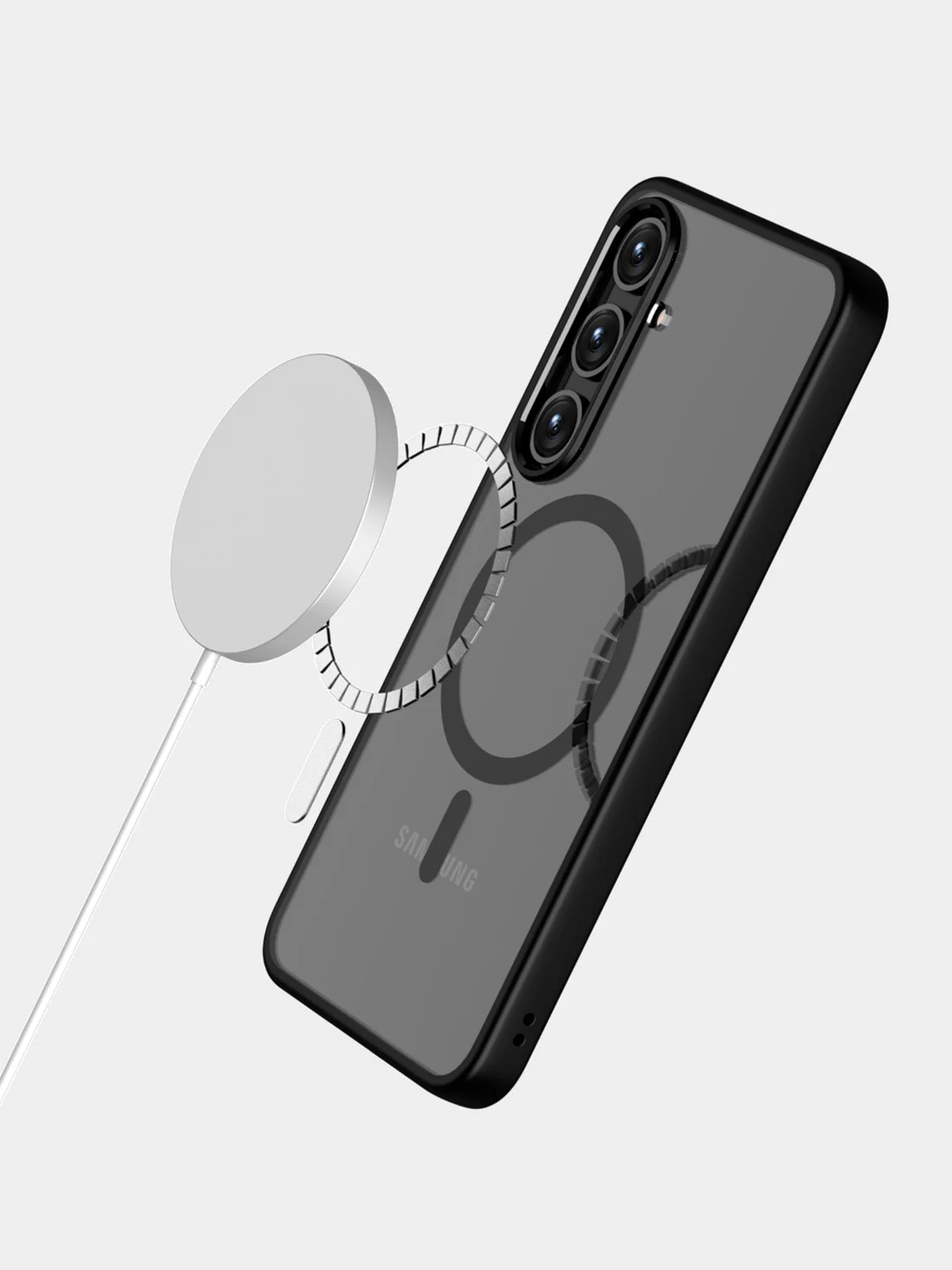 Угольный прозрачный чехол для Samsung S24 / Самсунг S24 с силиконовым кантом Crystal Case