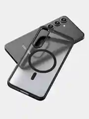 Угольный прозрачный чехол для Samsung S24 / Самсунг S24 с силиконовым кантом Crystal Case
