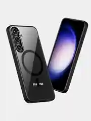 Угольный прозрачный чехол для Samsung S24 / Самсунг S24 с силиконовым кантом Crystal Case