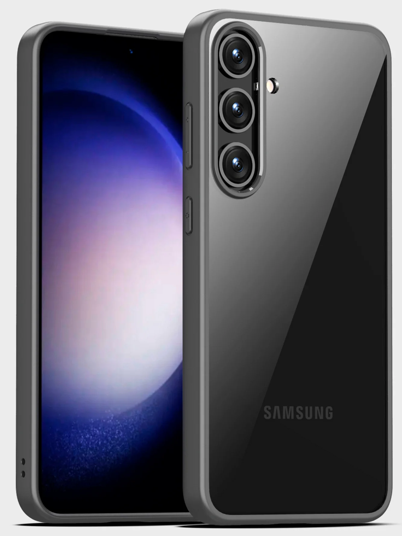 Бирюзовый прозрачный чехол для Samsung S24 / Самсунг S24 с силиконовым кантом Crystal Case