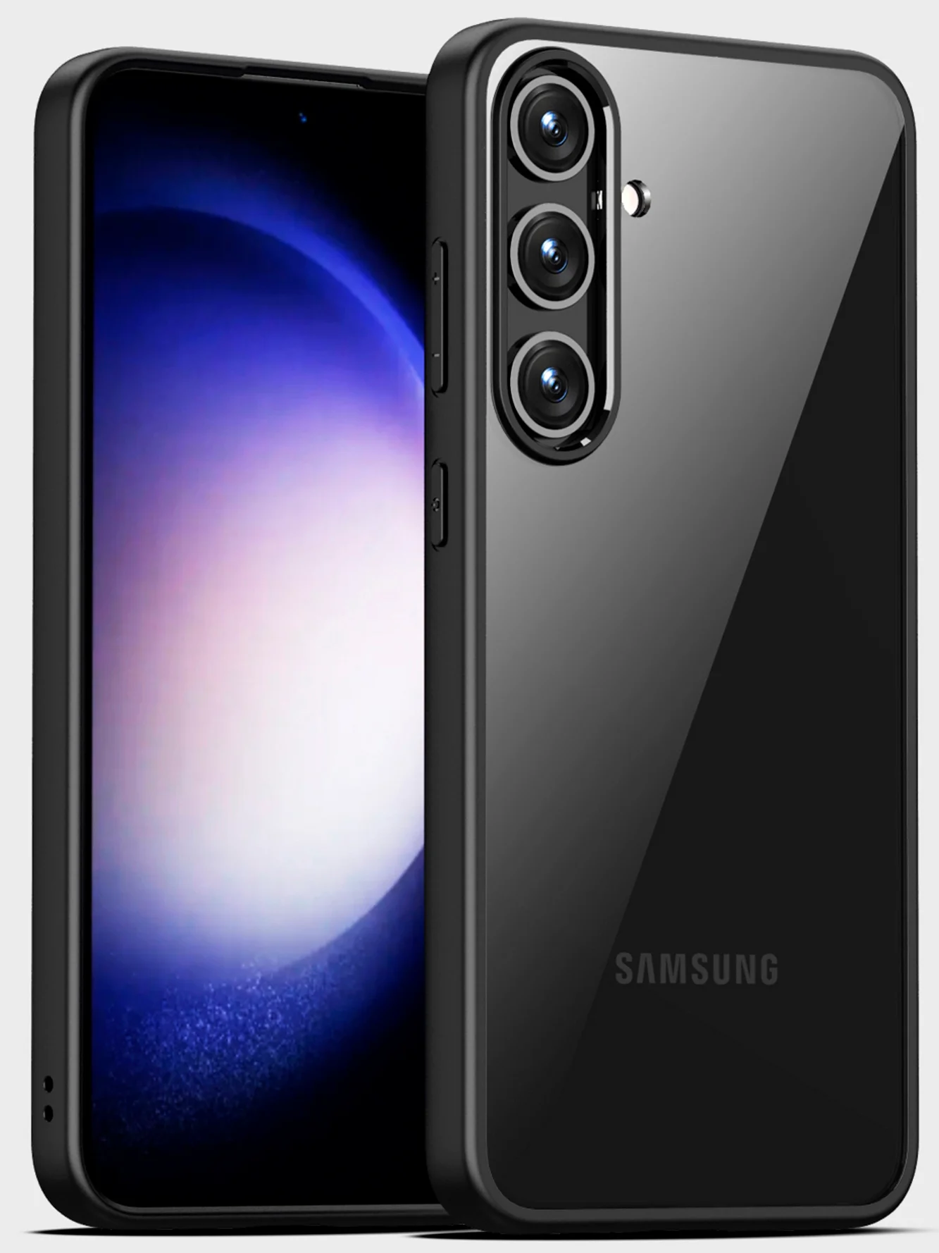 Бирюзовый прозрачный чехол для Samsung S24 / Самсунг S24 с силиконовым кантом Crystal Case
