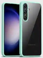 Бирюзовый прозрачный чехол для Samsung S24 / Самсунг S24 с силиконовым кантом Crystal Case
