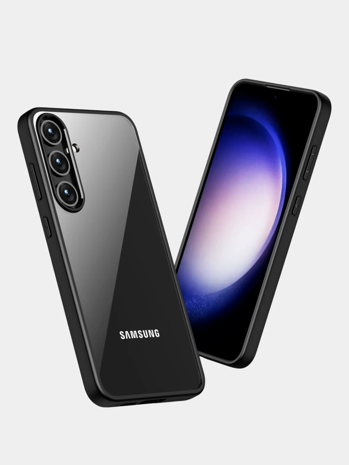 Бирюзовый прозрачный чехол для Samsung S24 / Самсунг S24 с силиконовым кантом Crystal Case