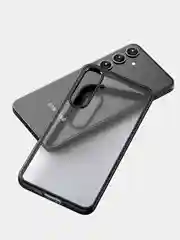 Бирюзовый прозрачный чехол для Samsung S24 / Самсунг S24 с силиконовым кантом Crystal Case