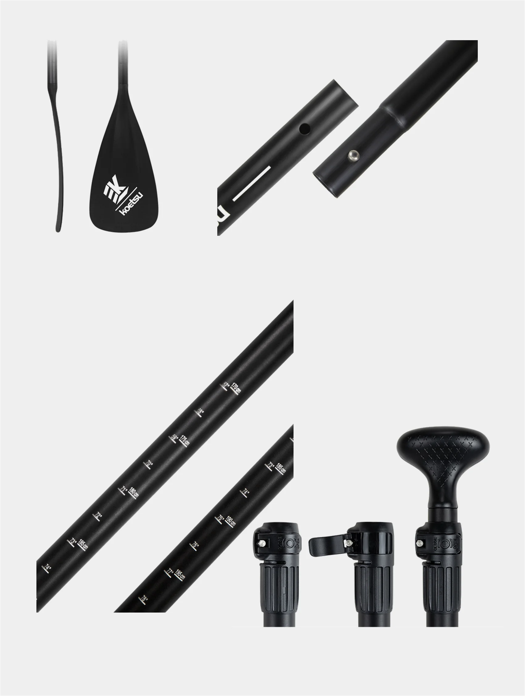 Черный весло многофункциональное для sup-доски, сапборда, sup board, байдарки, каяка