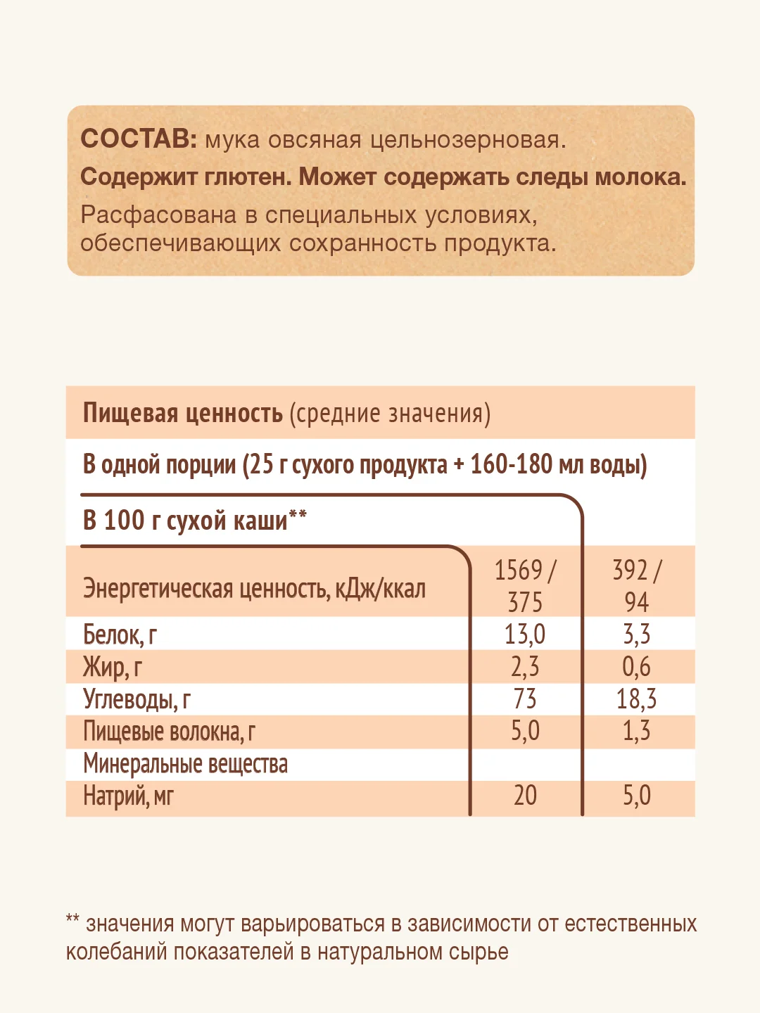 Каша детская Nutrilak безмолочная, овсяная, без сахара, с 5 месяцев, 200 г