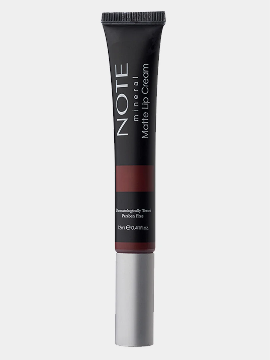 Тёмно-коричневый крем для губ NOTE Cosmetique mineral matte lip cream минеральный, матовый