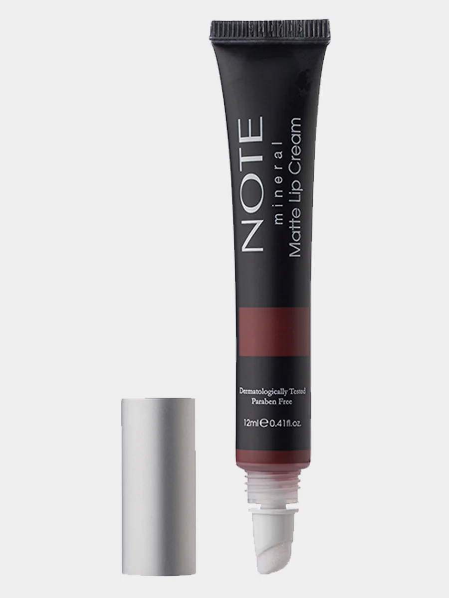 Тёмно-коричневый крем для губ NOTE Cosmetique mineral matte lip cream минеральный, матовый