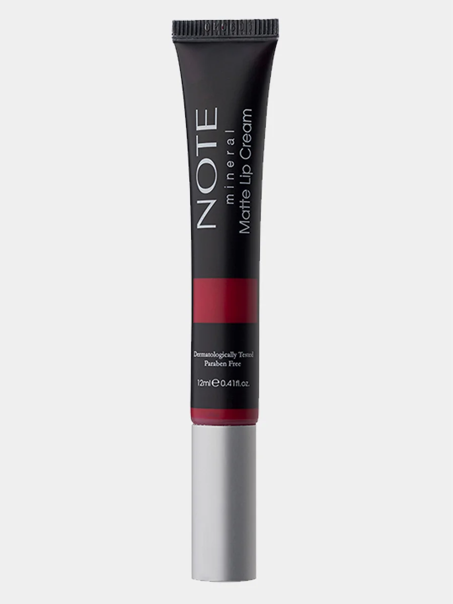 Красный крем для губ NOTE Cosmetique mineral matte lip cream минеральный, матовый