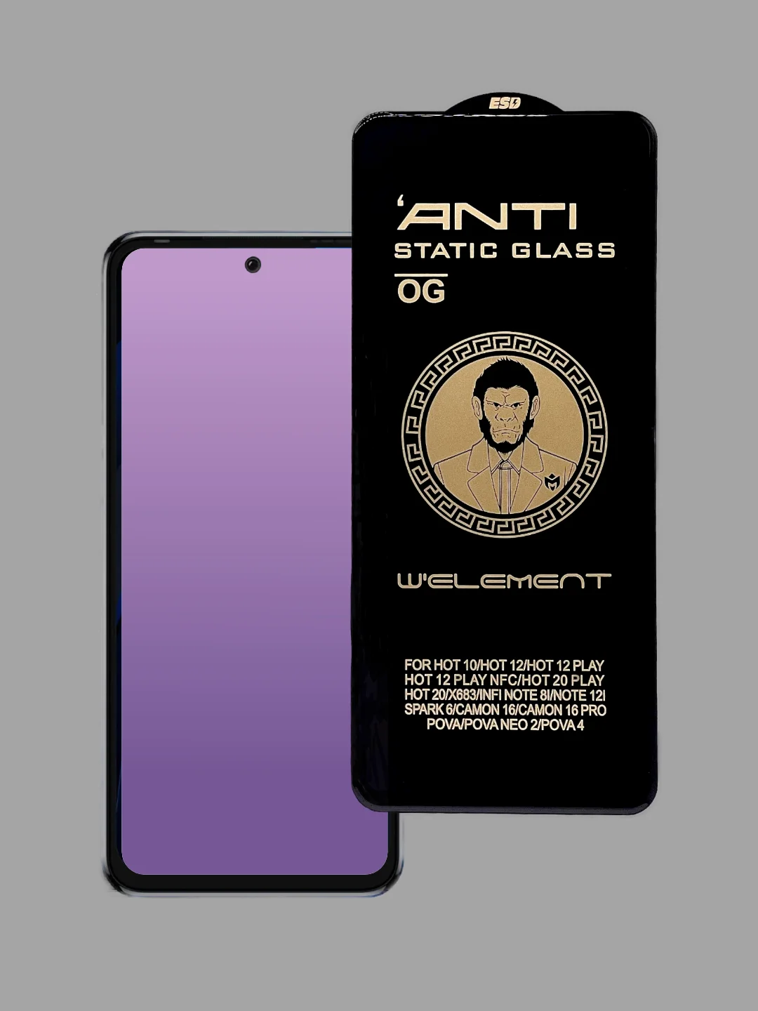 Защитное стекло Anti-Static для Tecno Pova 4, Pova Neo 2 Infinix Note 12i,