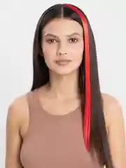 Красный цветные пряди волос на заколке