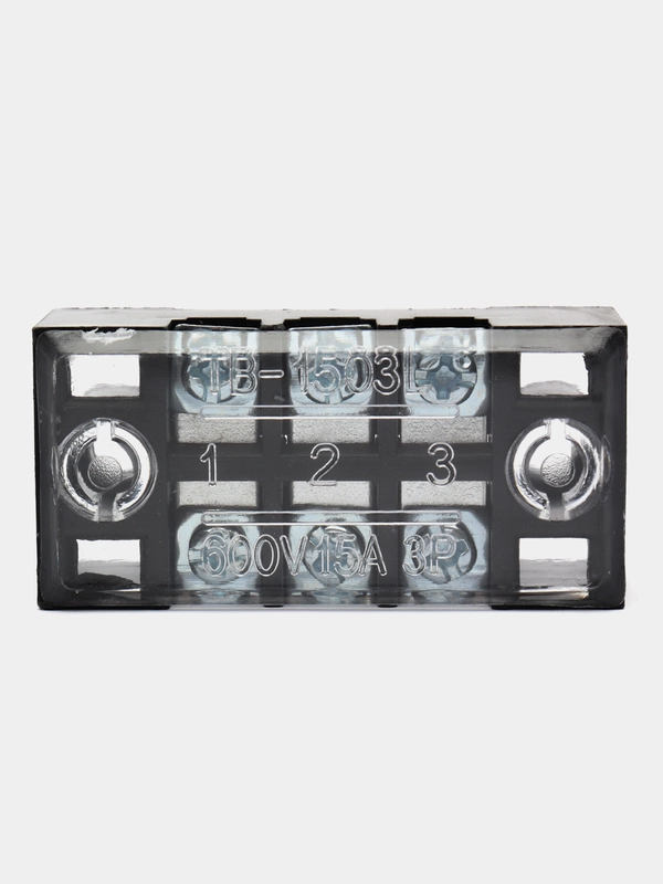 Клеммная колодка винтовая с крышкой, 6 контактов, М3, 15 А, 600 В, 14 AWG, 2 мм2