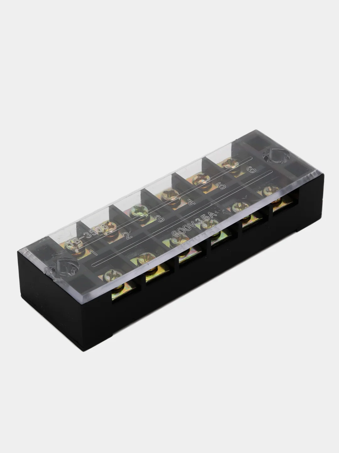 Клеммная колодка винтовая с крышкой, 12 контактов, М4, 35 А, 600 В, 8 AWG, 10 мм2