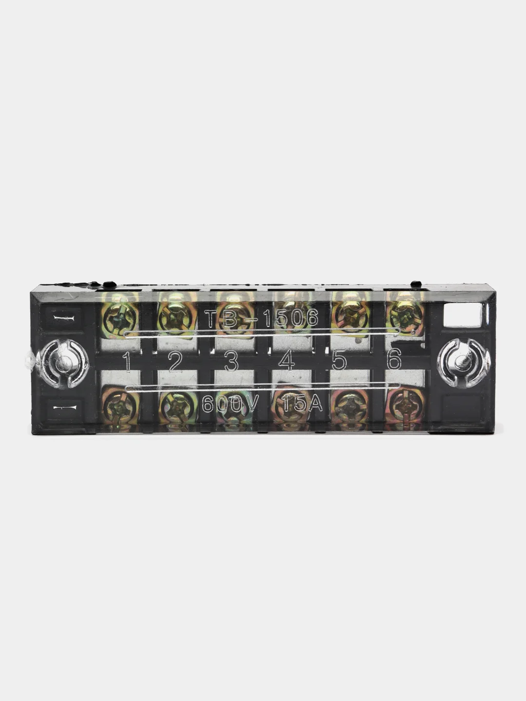 Клеммная колодка винтовая с крышкой, 12 контактов, М3, 15 А, 600 В, 14 AWG, 2 мм2