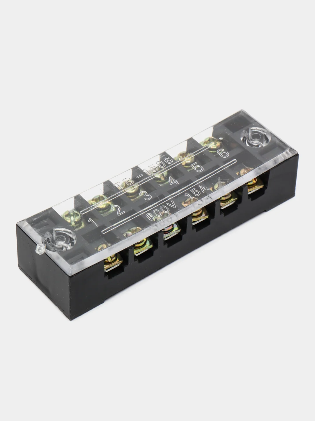 Клеммная колодка винтовая с крышкой, 12 контактов, М3, 15 А, 600 В, 14 AWG, 2 мм2
