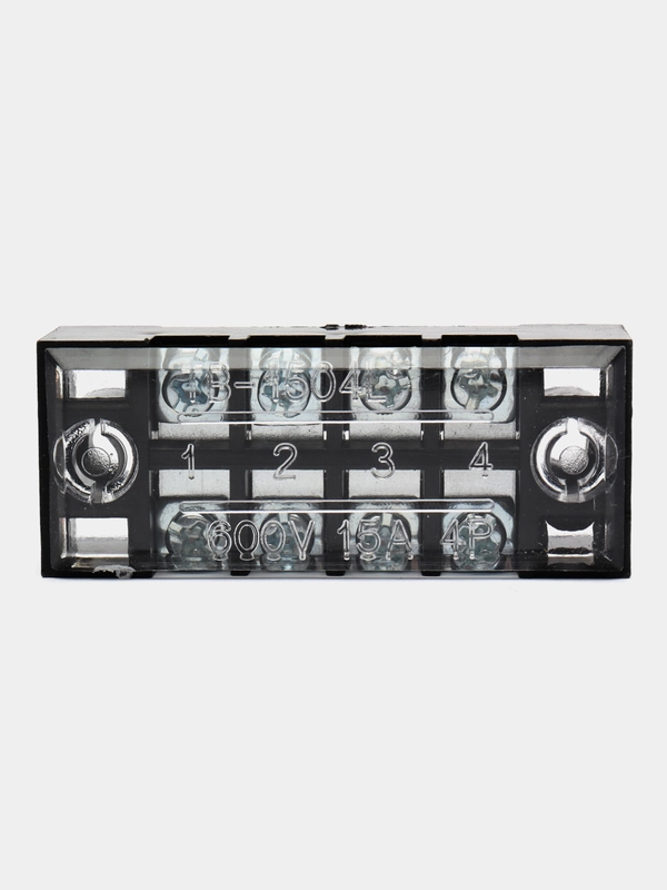 Клеммная колодка винтовая с крышкой, 8 контактов, М3, 15 А, 600 В, 14 AWG, 2 мм2